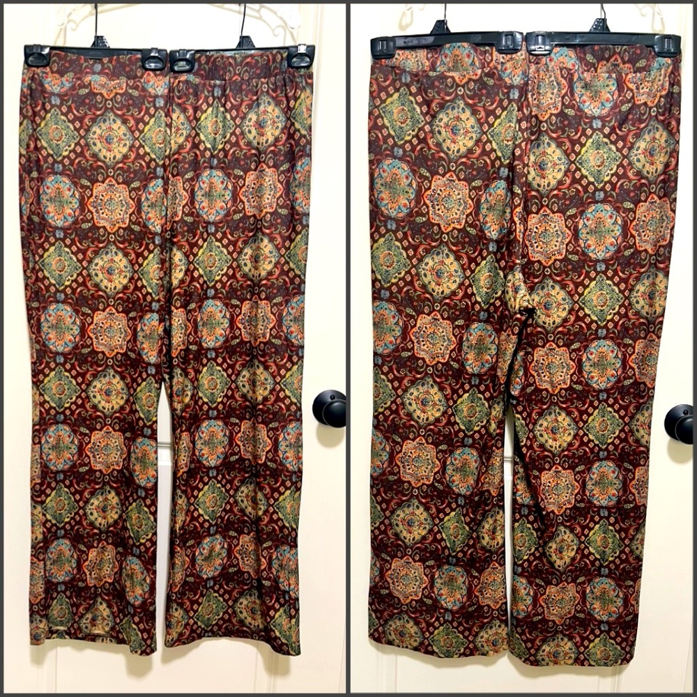Cider Brown Boho Bohemian Paisley Flare Pants Bottoms Trousers Size 3XL 🤎✨